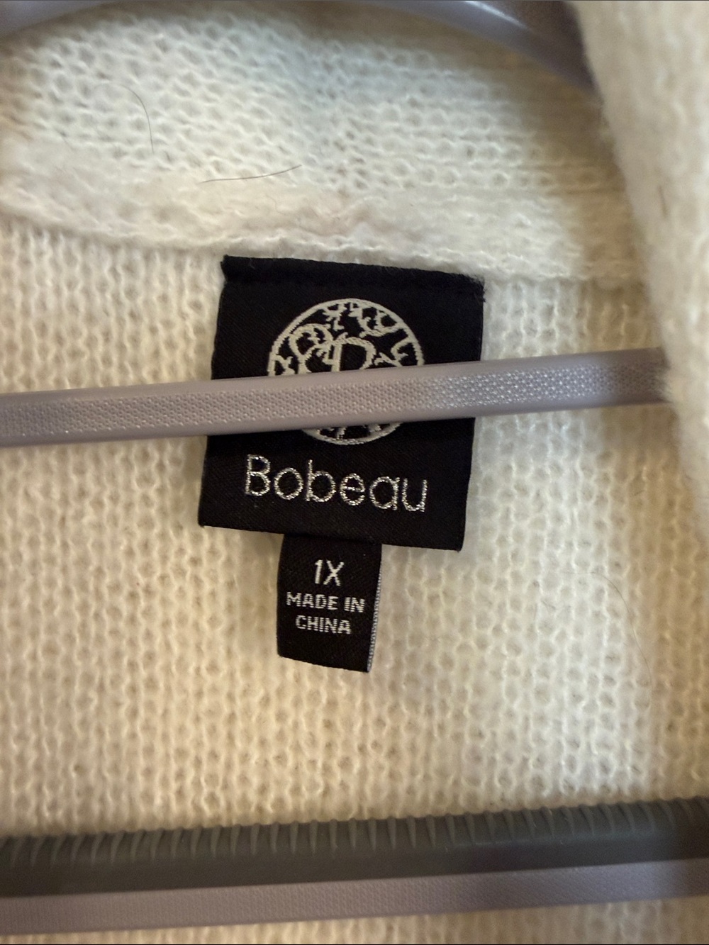 bobeau Cream Open-Front Cardigan with Black Geometric Band - Picture 2 of 6
